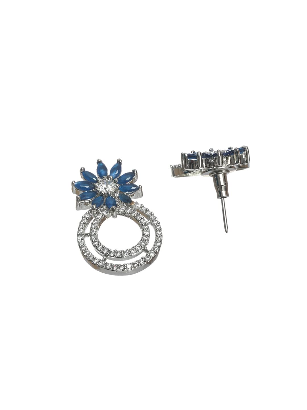 Women's AD Studded Floral Drop Plated Earrings